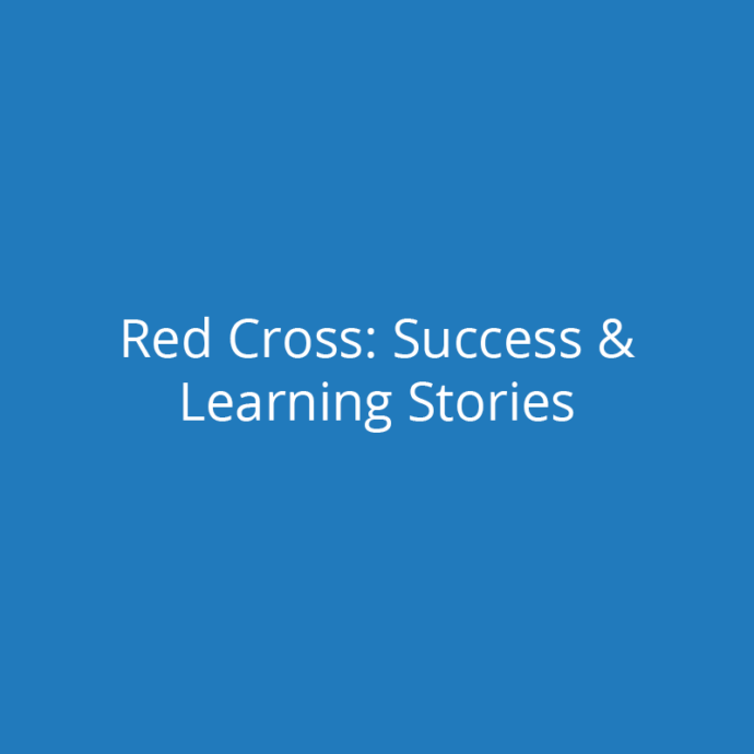 Alt="" Blue background, white text "Red Cross: Success & Learning Stories"