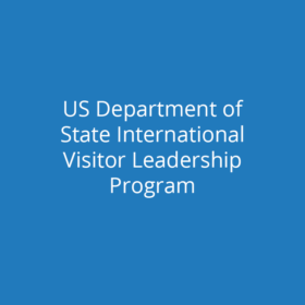 Alt="" Blue background, white text "US Dept. of State International Visitor Leadership Program"